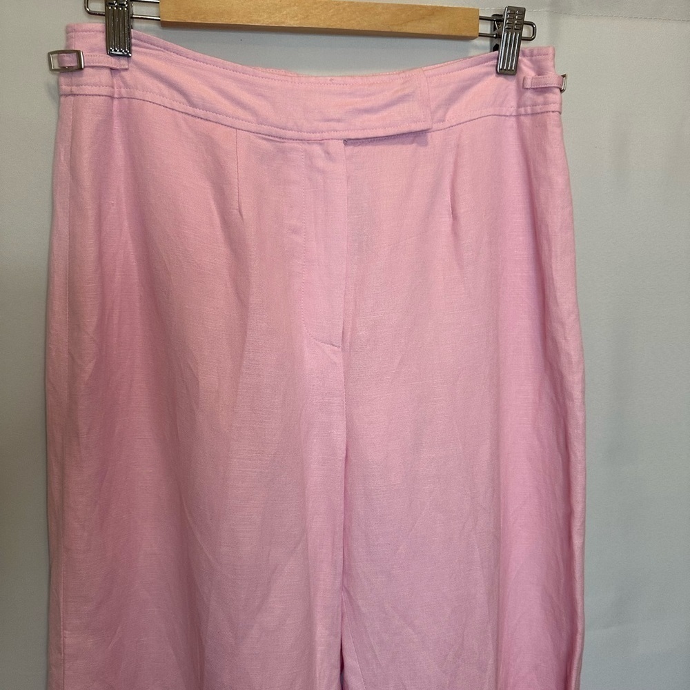 Alexandra Bartlett Womens Linen Blend Pants Wide Leg Lined Work Business Casual